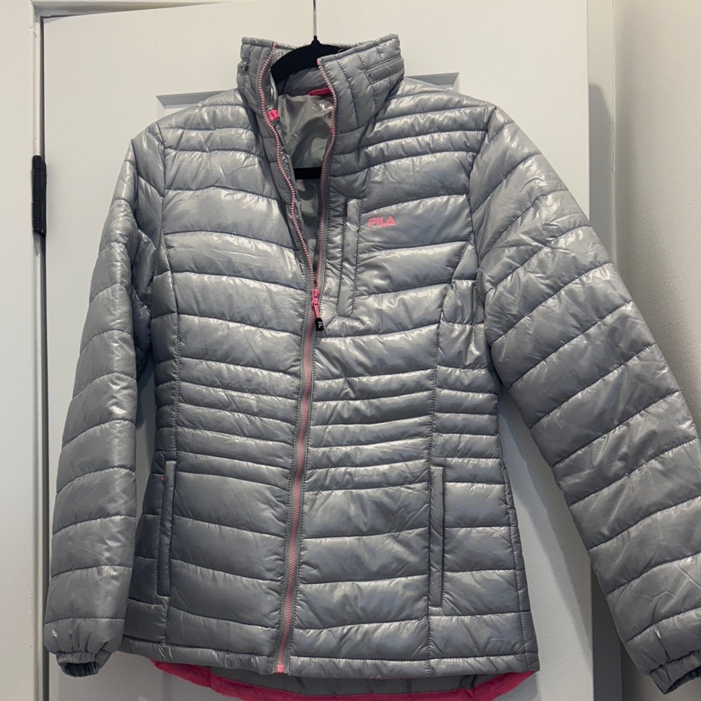 Fila Metallic Gray Jacket with Pink Details